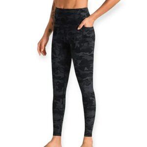 Dragon Fit Women's Small Black Camouflage Side Pockets Skinny Stretch Leggings